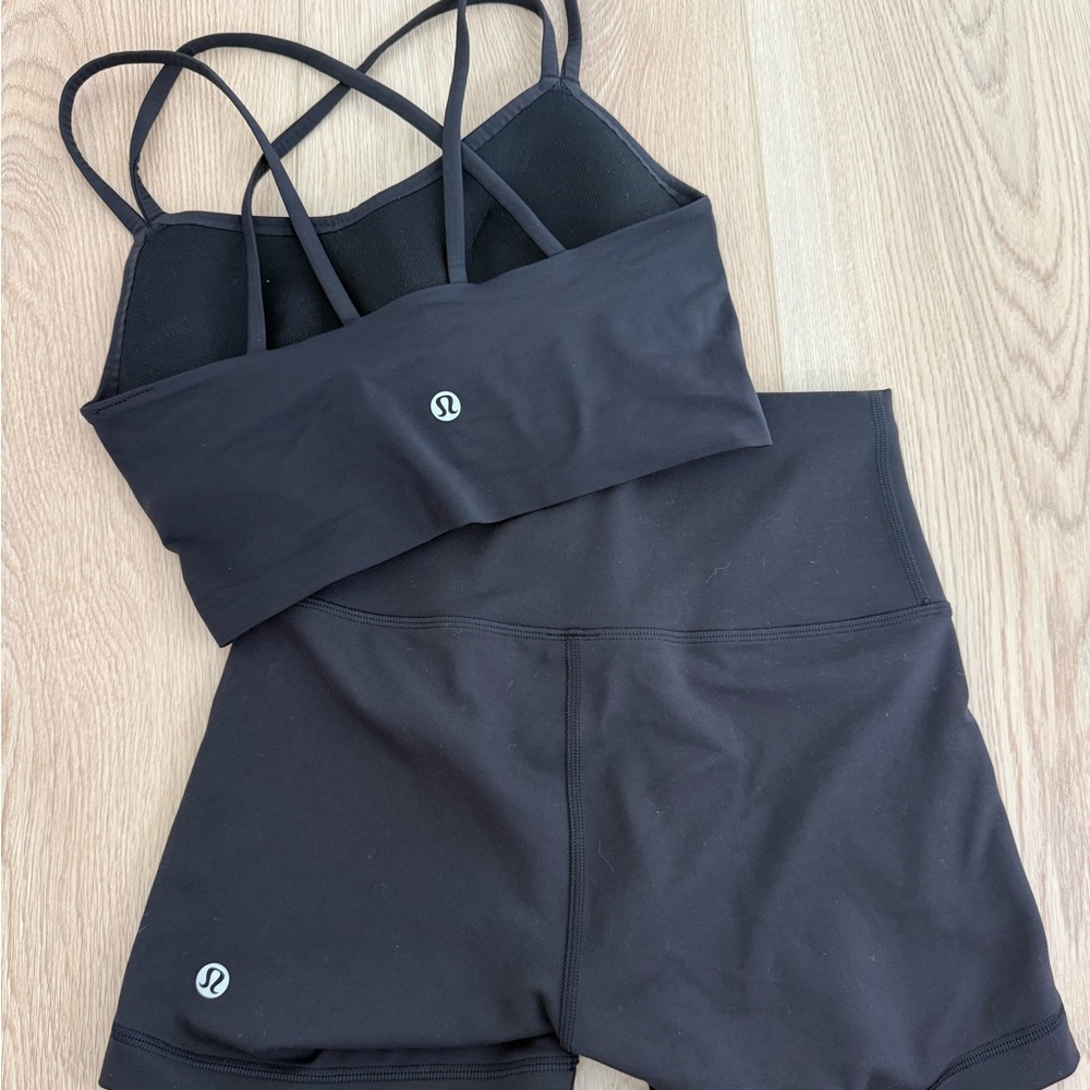 Lululemon Black Sports Bra and Shorts Set
